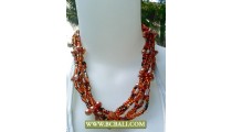 Wrap Beaded mix Orange Pearl and Shells Fashion Necklaces